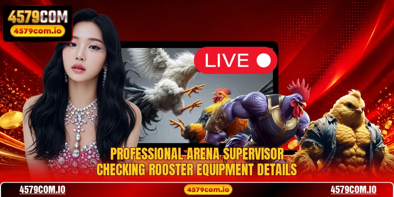 Professional arena supervisor checking rooster equipment details